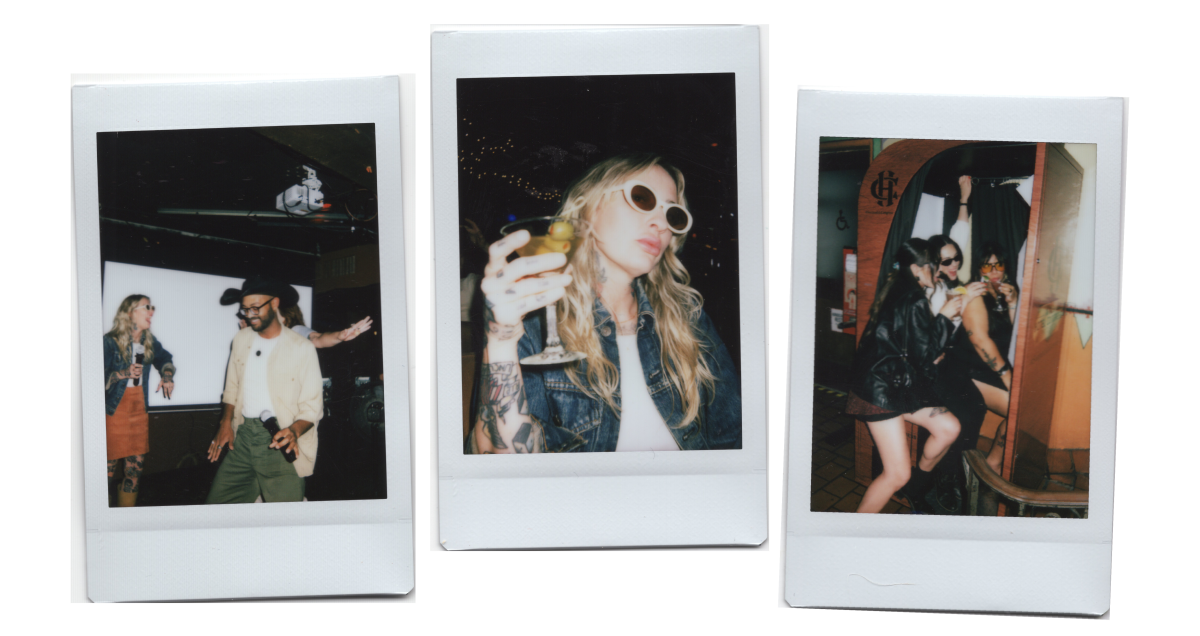 3 instax photo scans of people enjoying a night out