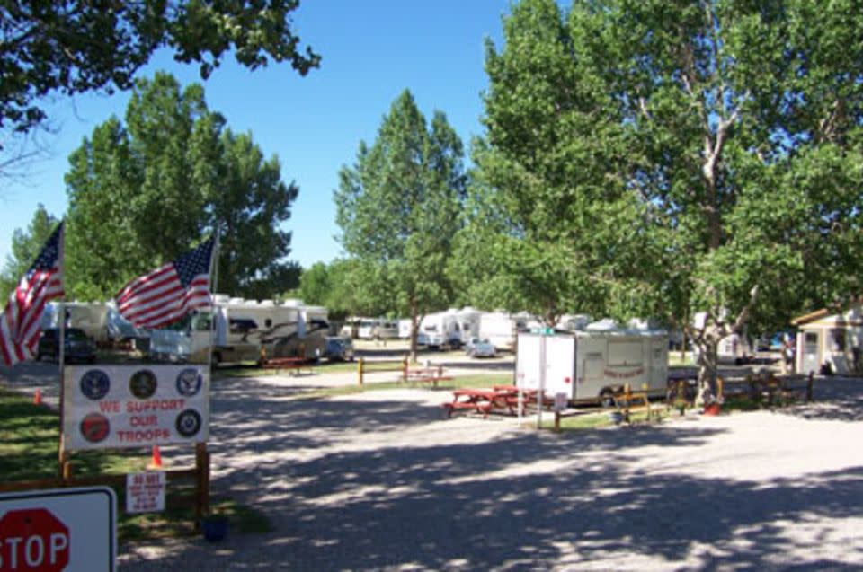 People camping in AB, a popular RV spot in Cheyenne.