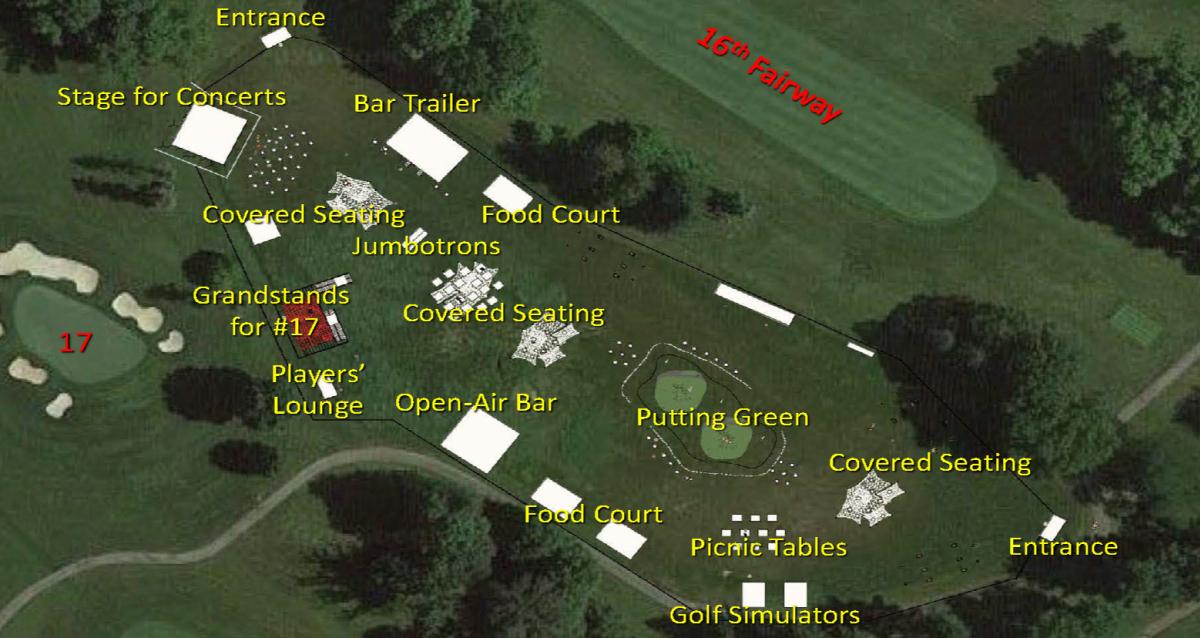 An overview of the 19th Hole at the 2022 U.S. Senior Open