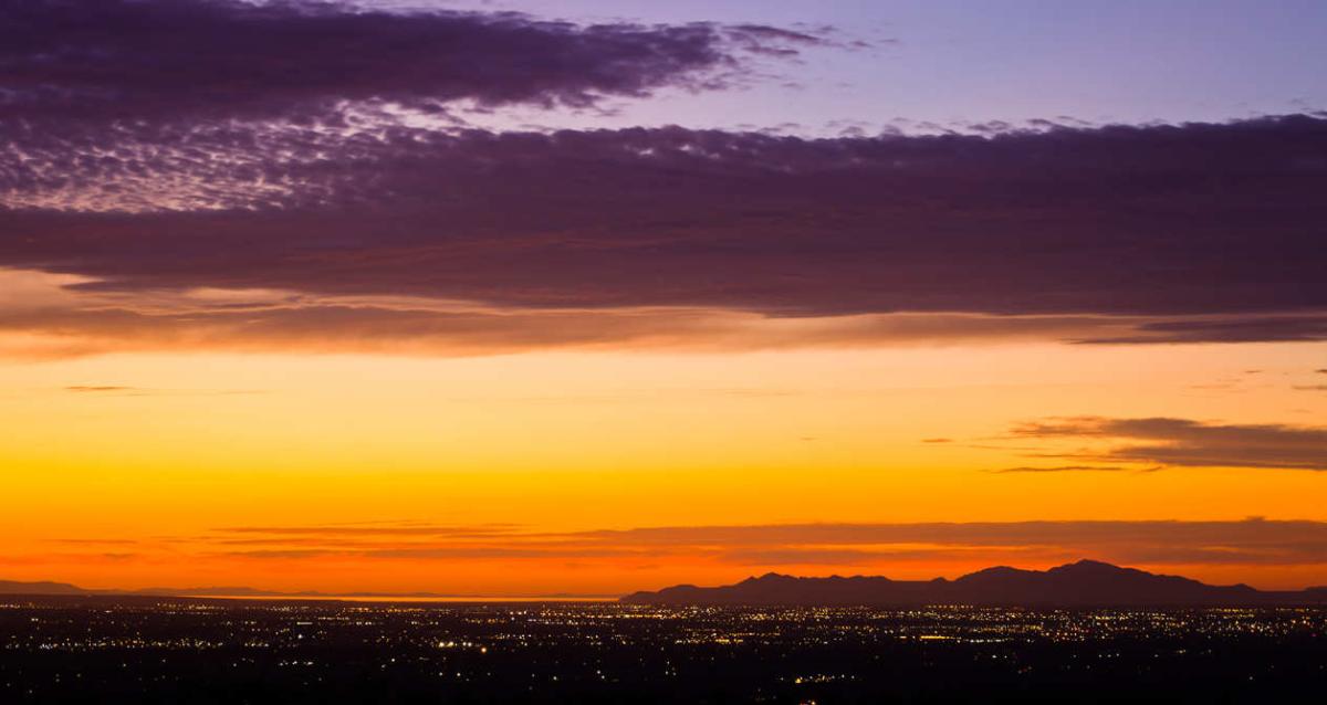City Sunset seen from Mt. Olympus in Utah
