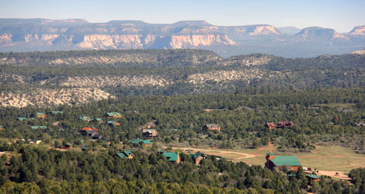 Cabins and forest at Zion Ponderosa Ranch
