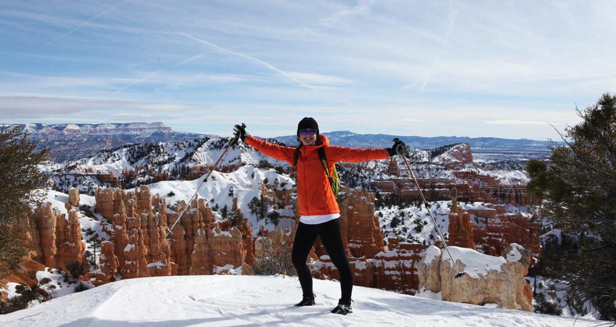 Cross-country Skier at Fairyland Point at Bryce Canyon National Park