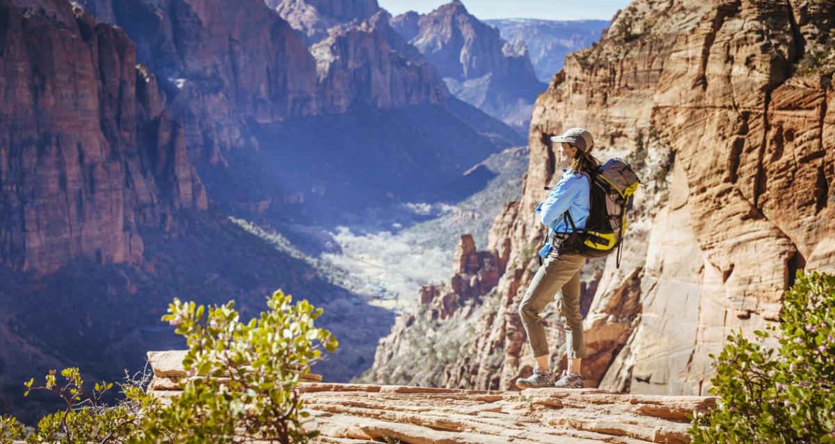 Person Hiking in Zion National Park