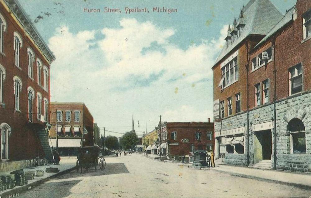 Huron Street view vintage postcard
