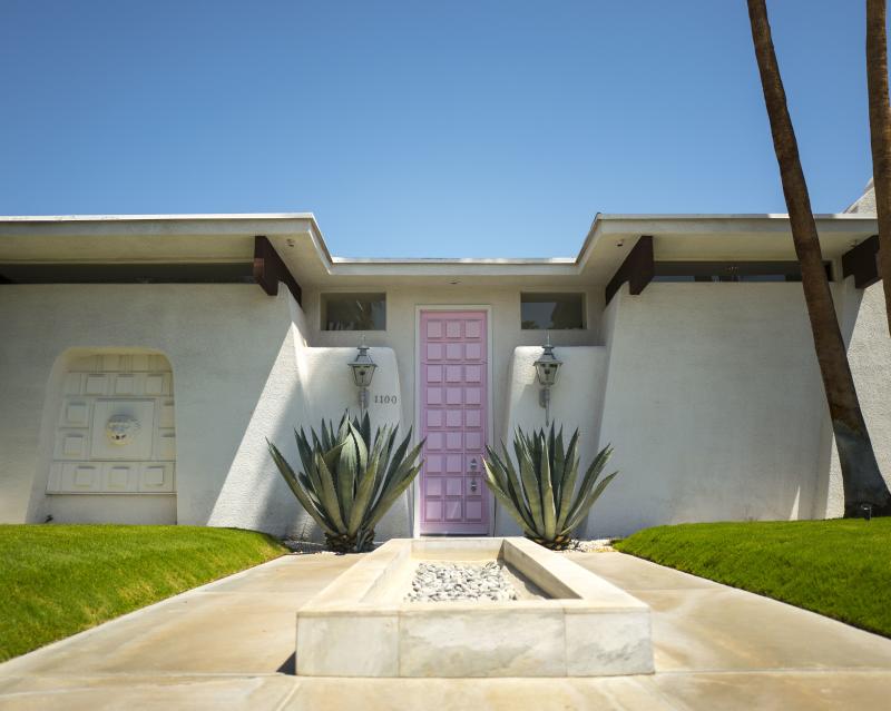 Pink colored door in Palm Springs