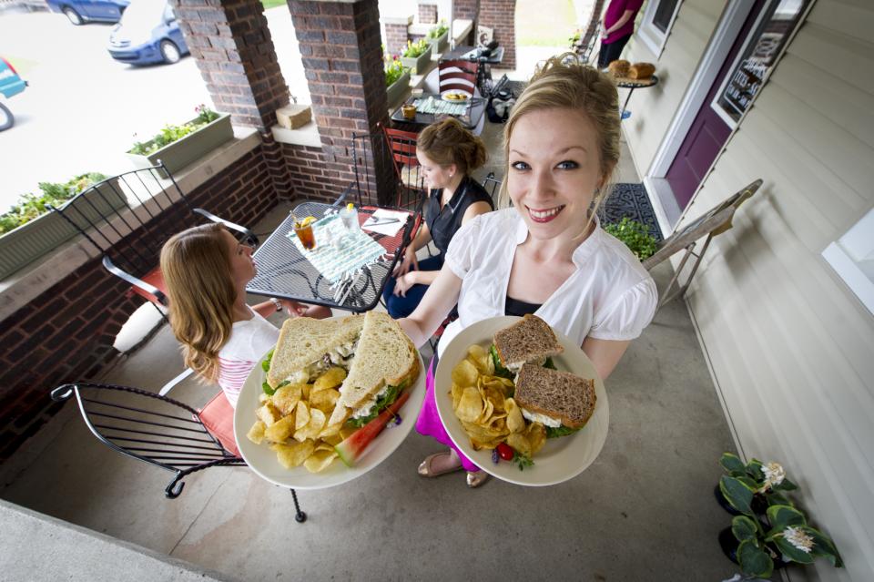 Food being served on porch at Bread Basket Cafe & Bakery
