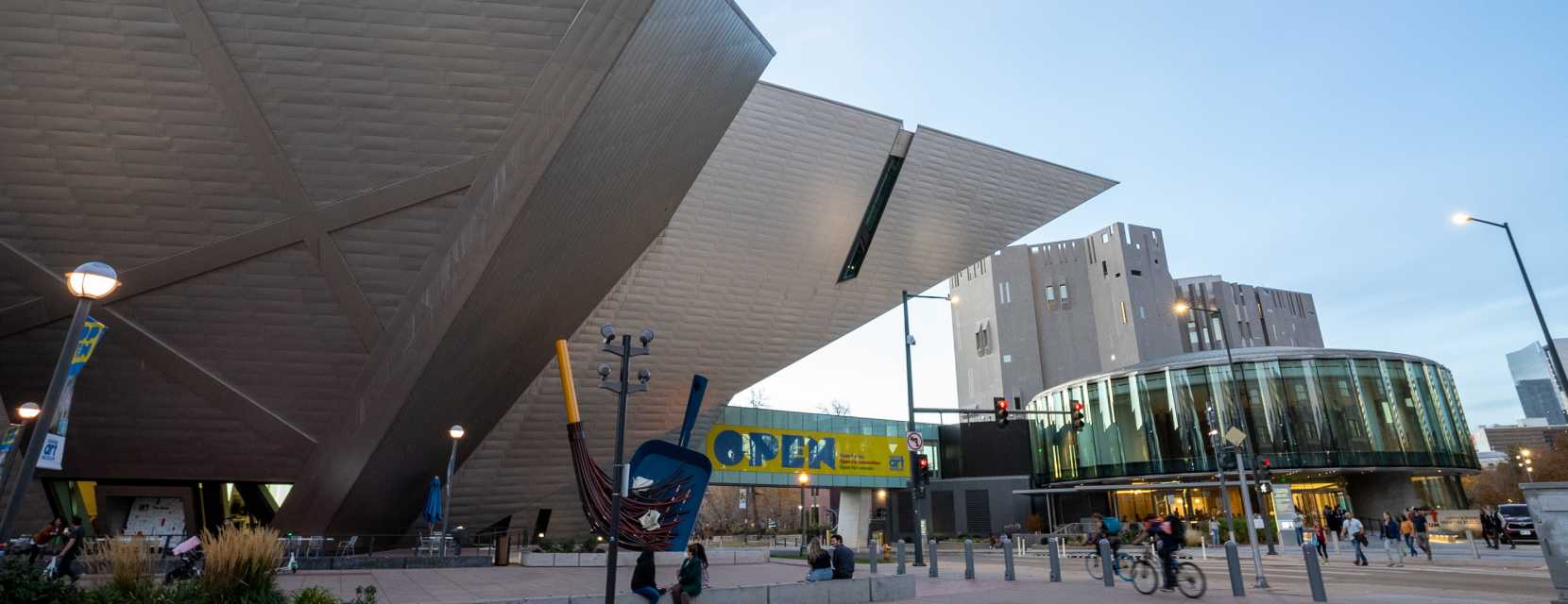 Exterior view of Denver Art Museum's main buildings.