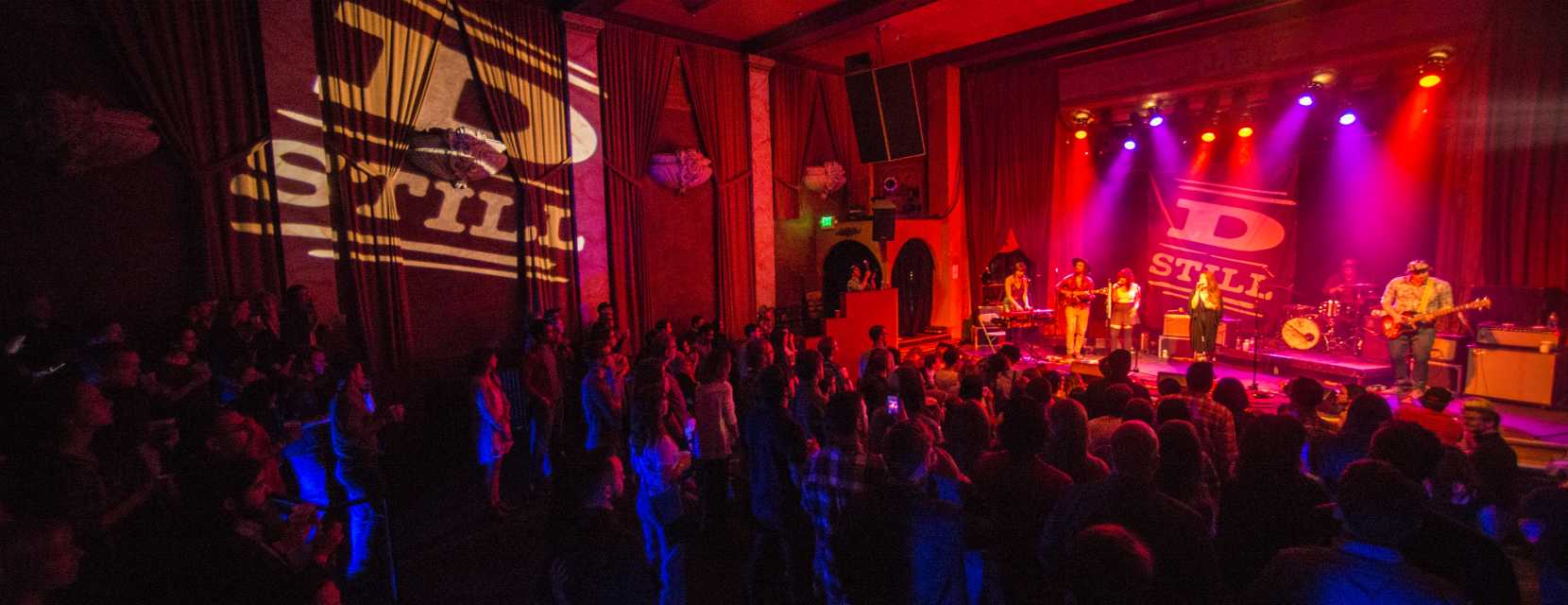 A live concert inside Denver's Bluebird Theater.