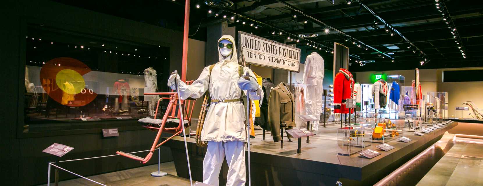 A wide view of an exhibition at History Colorado Center.
