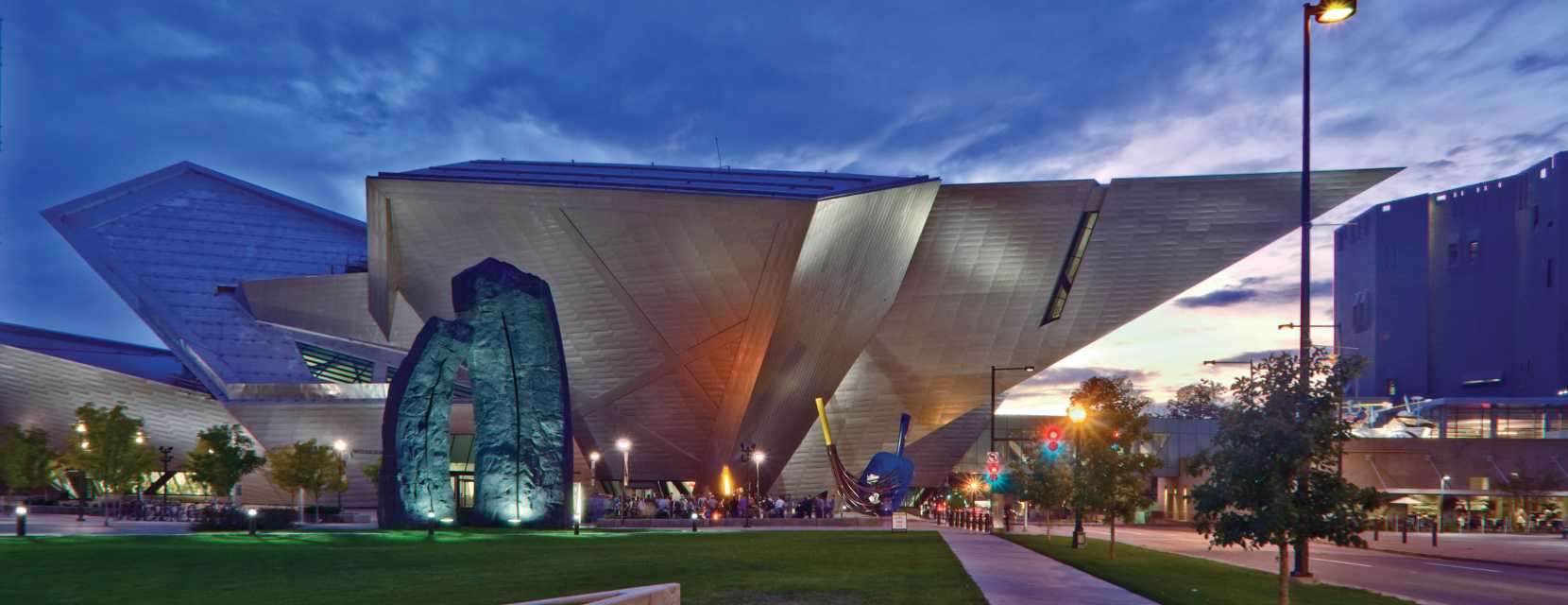 Denver Art Museum Exterior at Night