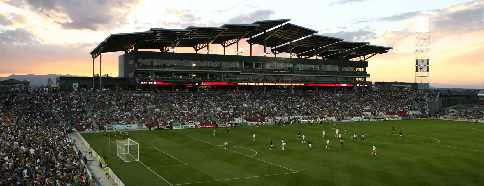The Colorado Rapids play at Dick's Sporting Goods Park as the sun sets