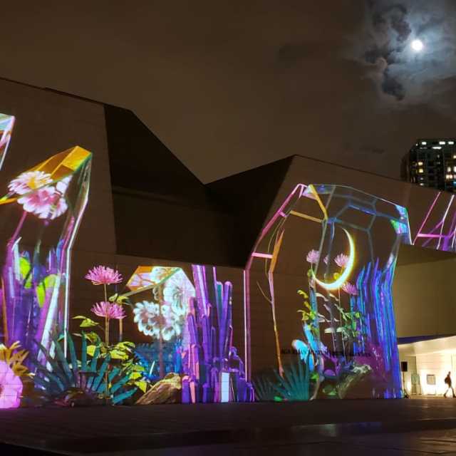 Creative images, part of BigArtTO, animate the walls of the Aga Khan Museum