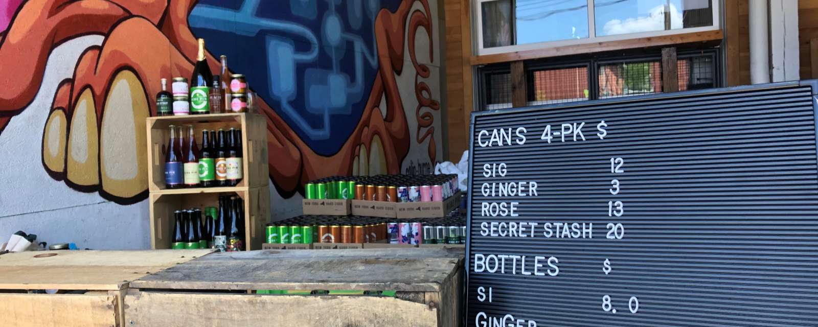 Nine Pin Cider curbside pickup station