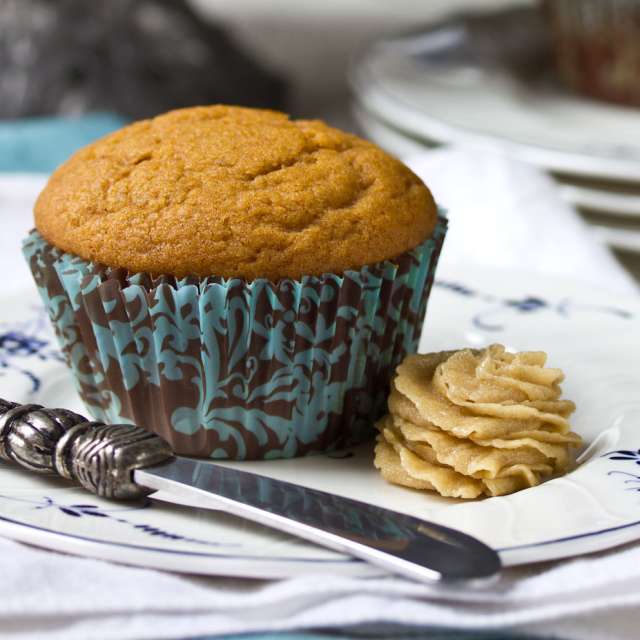 Easy Spiced Pumpkin Muffins with Brown Sugar Butter Recipe