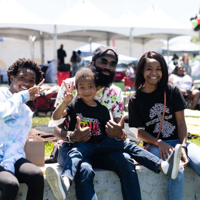 Family enjoying the day at Juneteenth Festival at Lake Merritt in Oakland California