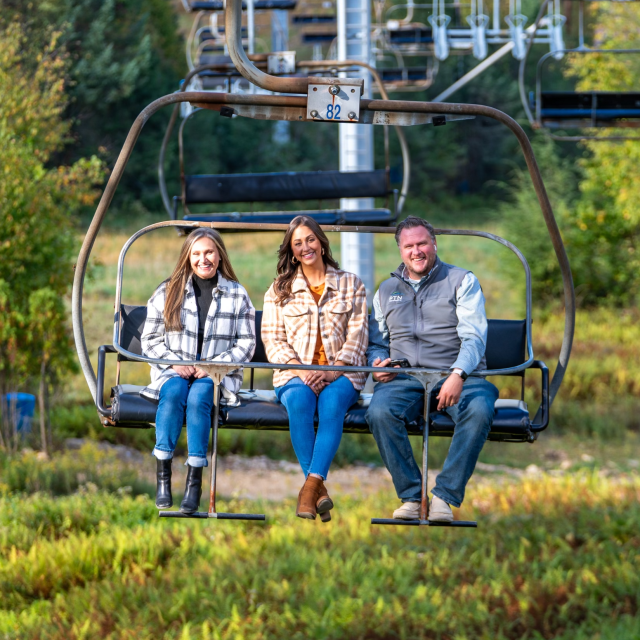 Pocono Television Hosts on ski lift