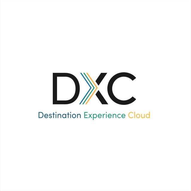The DXC logo spelling out, "Destination Experience Cloud."