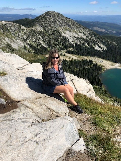 Cheryl hiking at Big White