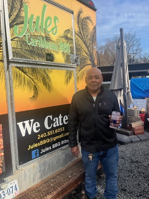 Jules Foeaman of Jules Caribbean BBQ at his food truck in Paeonian Springs, Loudoun County