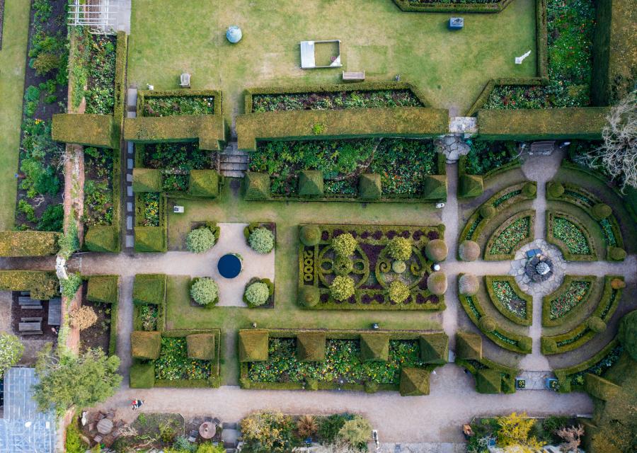 Aerial view of Abbey House Manor gardens