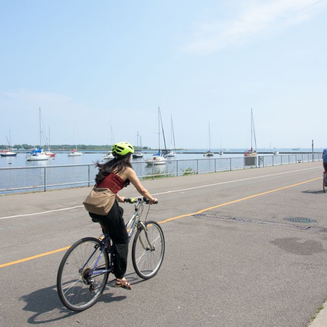 People ride bikes on the Martin Goodman Trail along Toronto's waterfront in summer