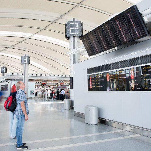 The departures level at Toronto Pearson International Airport