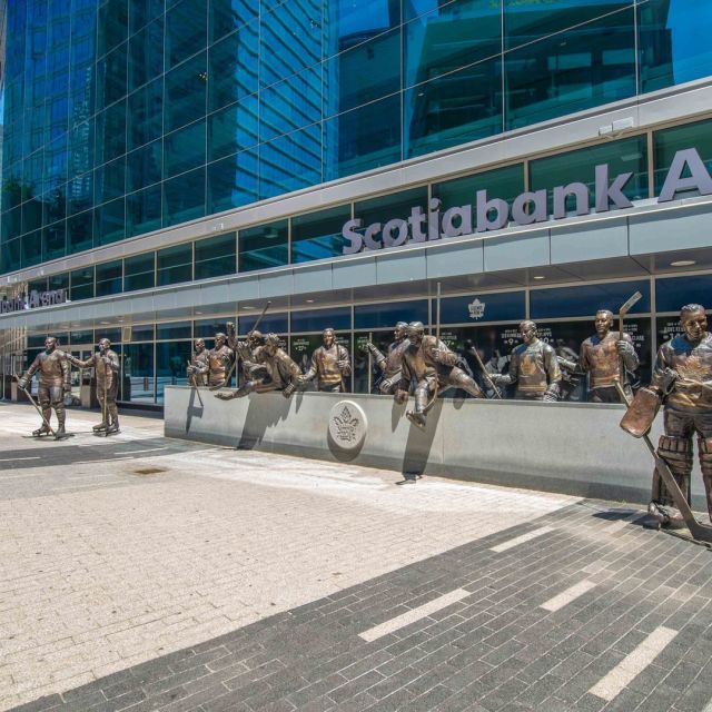 Hockey player statues outside of Scotiabank Arena in Toronto