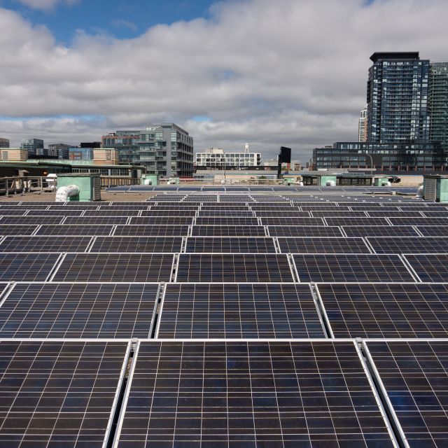 Exhibition Place Solar Panels in the roof of the Enercare Centre
