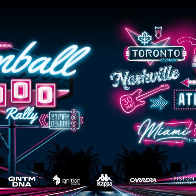 Banner showing the 2022 Gumball 3000 route and sponsors