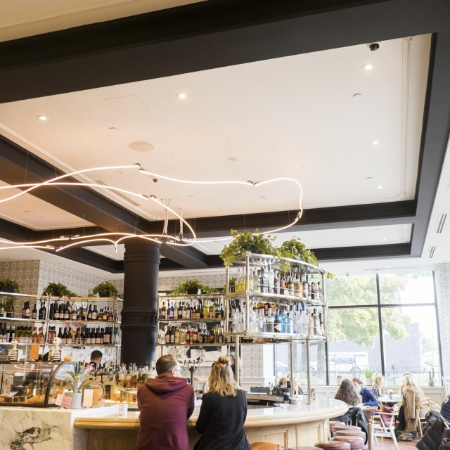 Inside The Broadview Hotel lobby bar