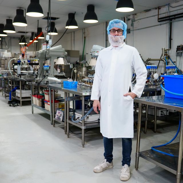 Chris Bryson at the New School Foods headquarters