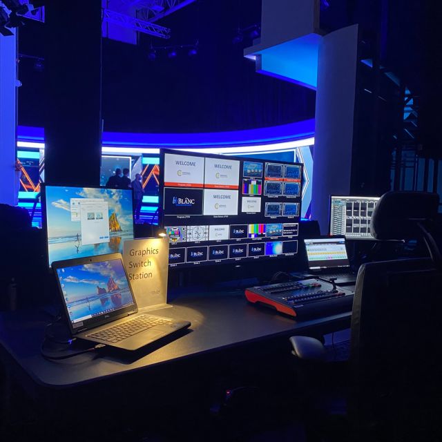 bb Blanc’s in-house broadcast event space with multiple screens
