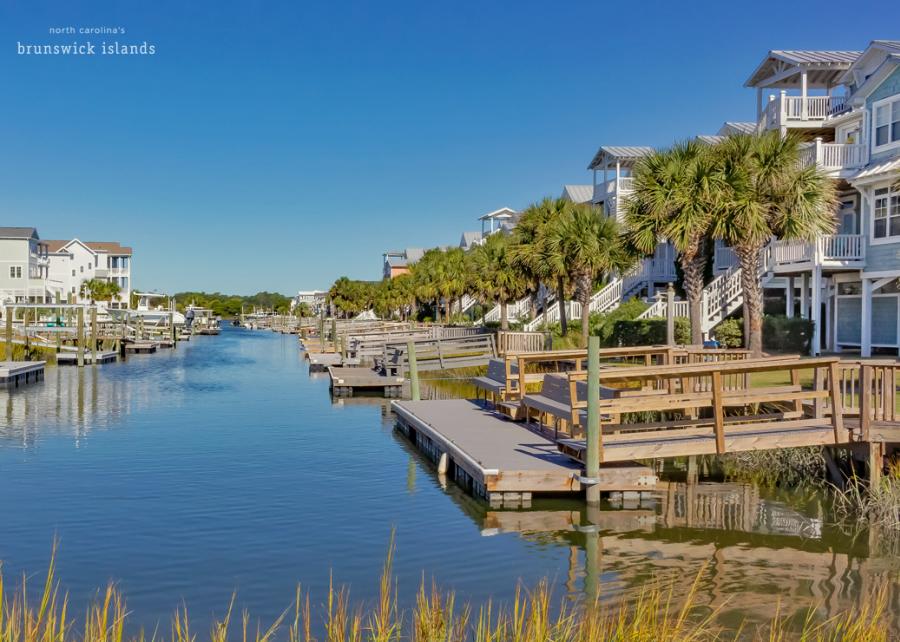 Canal homes on Ocean Isle Beach, NC.