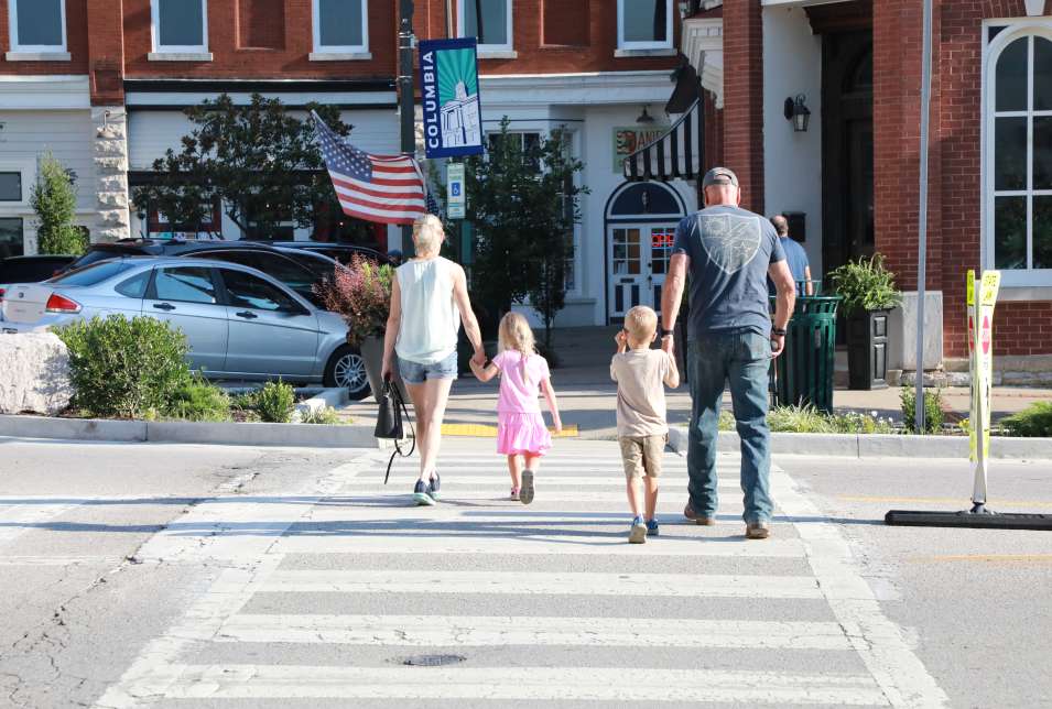 Family Walking Downtown