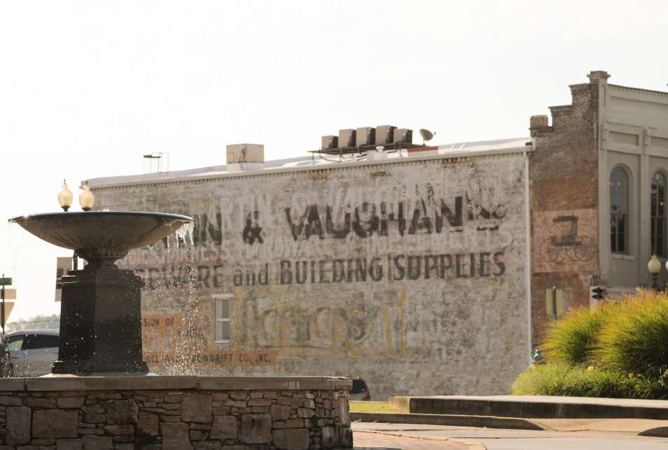 Fountain & Ghost Sign on the Square