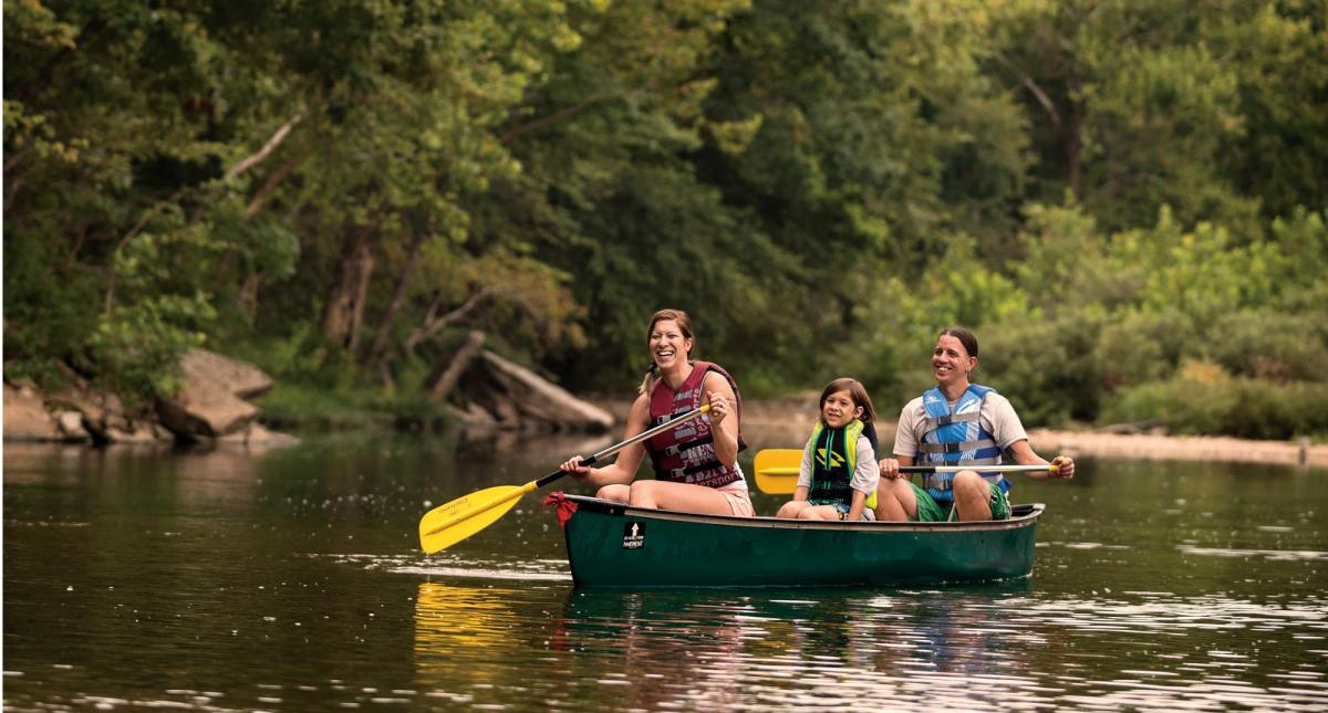 Paddlers on the Finley River near Ozark, Missouri