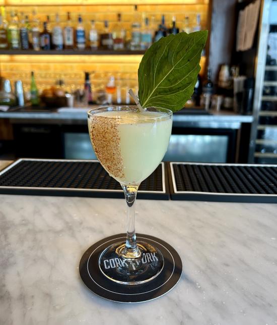 Colorful cocktail at Cork & Fork