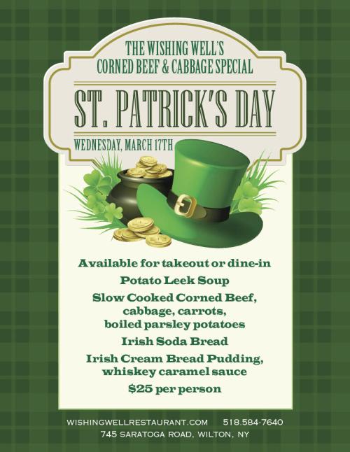 Wishing Well St. Patrick's Day Menu