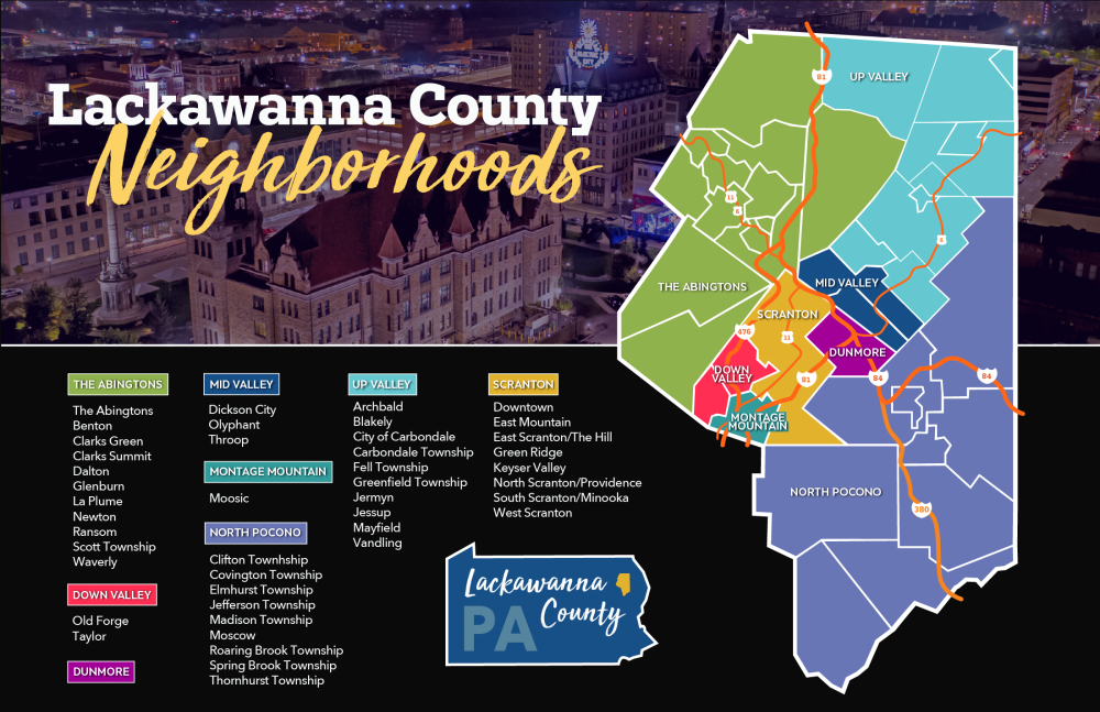 Lackawanna County Neighborhoods Map