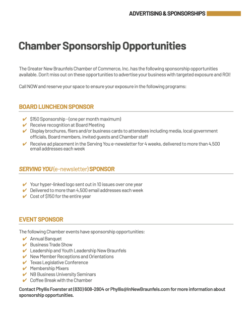 Chamber Sponsorships 2021