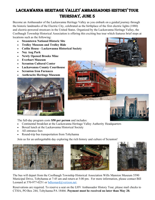 flyer for a June 5, 2025 Lackawanna Heritage Valley Ambassadors History Tour