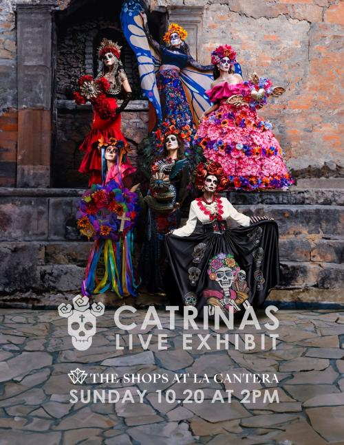 Poster featuring live catrinas