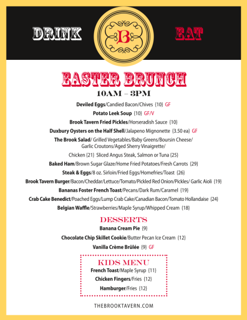 Easter brunch menu