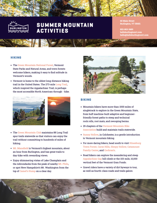 Summer Mtn Activities media sheet