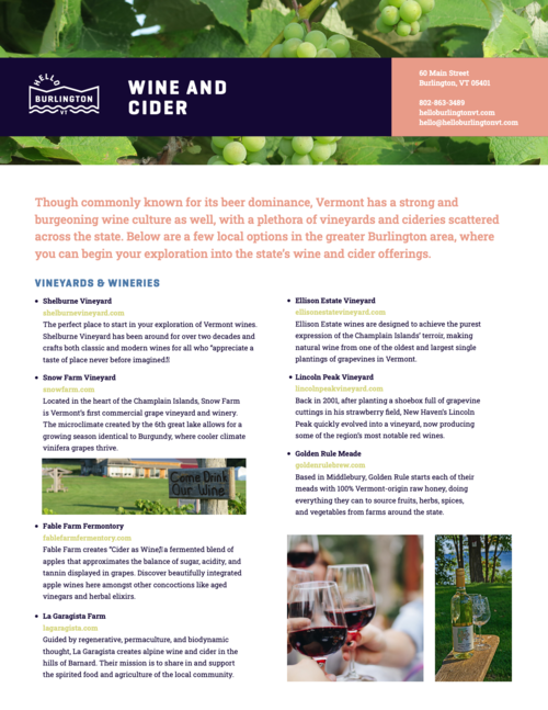 Wine & Cider media sheet