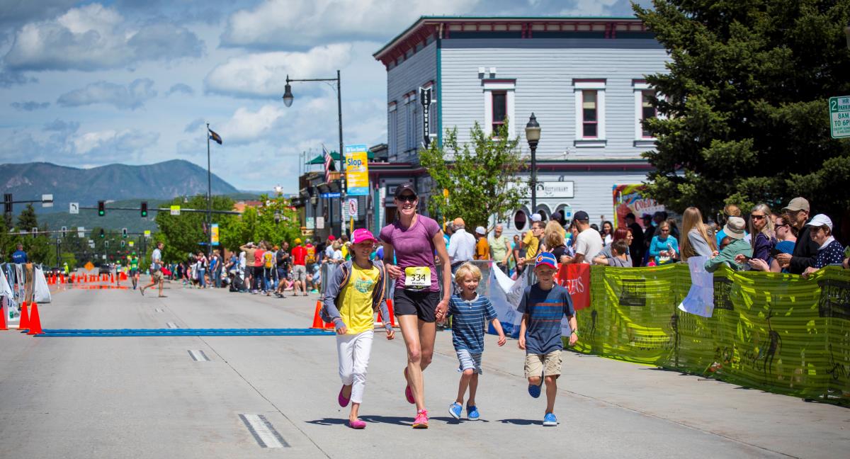 What the runners at the finish line of the Steamboat Marathon in downtown Steamboat