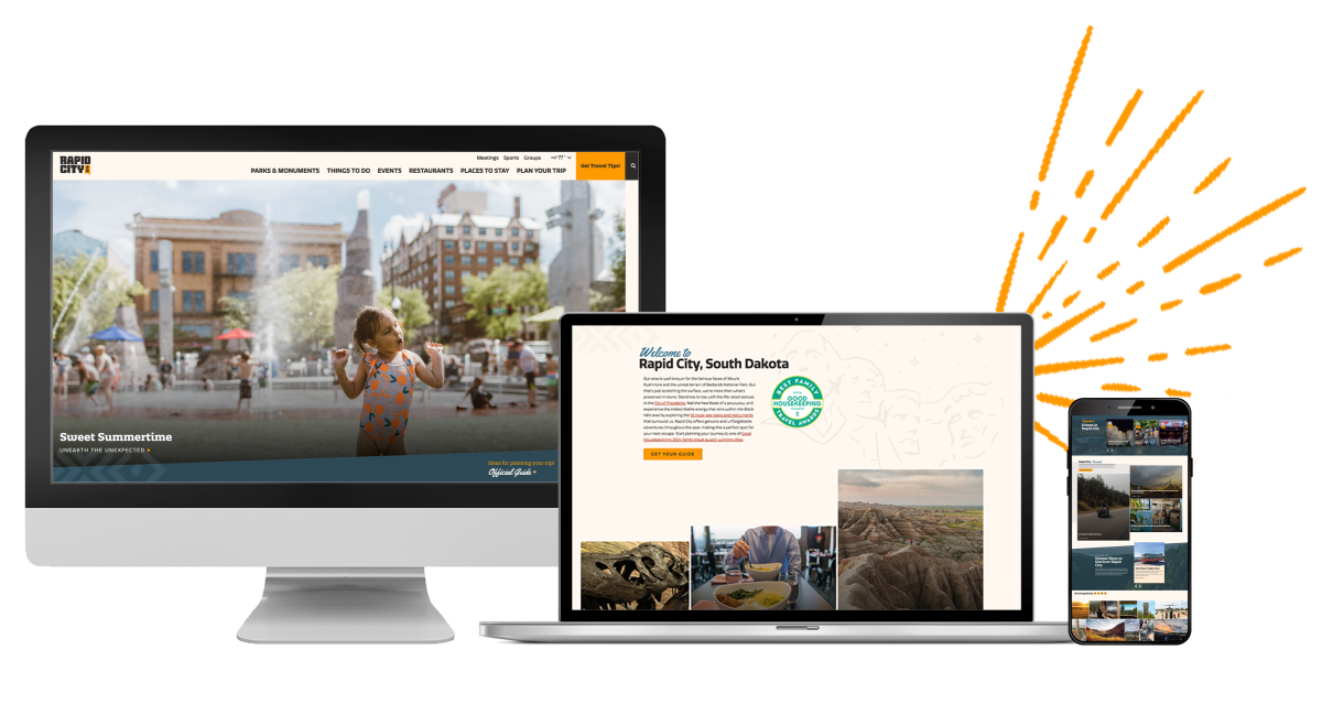 Visit Rapid City Website 2024 on desktop - laptop - mobile phone