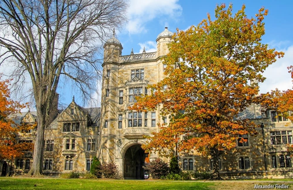 U-M campus law quad in fall
