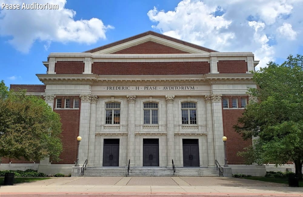 Outside view of Pease Auditorium at Eastern michigan University