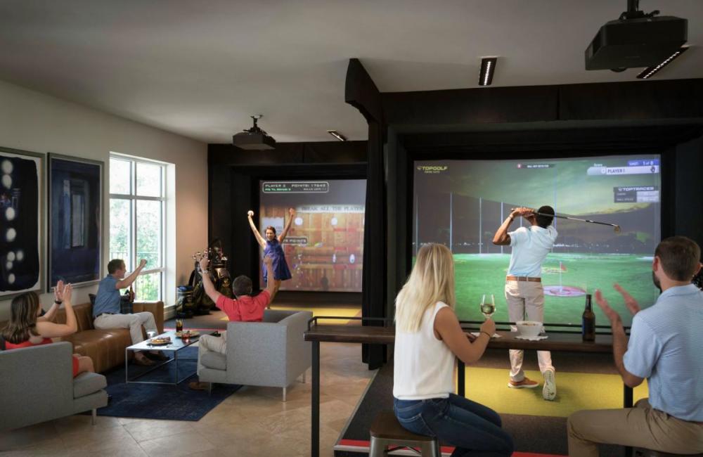 People Enjoying Virtual Golf At Top Golf On St. Simons Island, GA